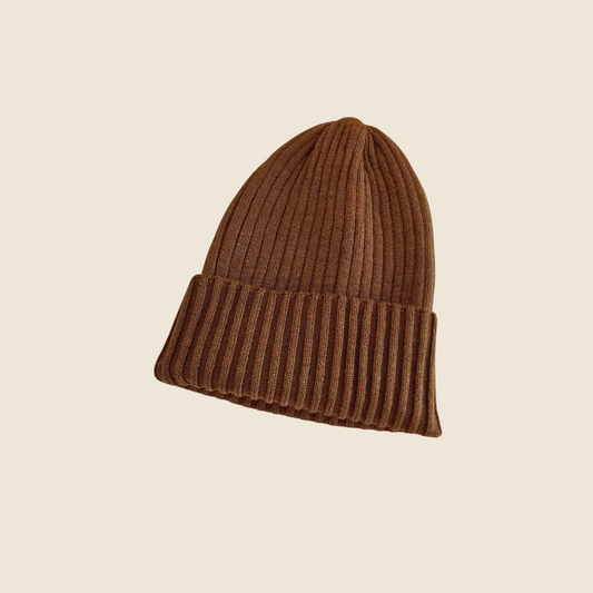 Chocolate Knitted Bamboo Blend Beanie