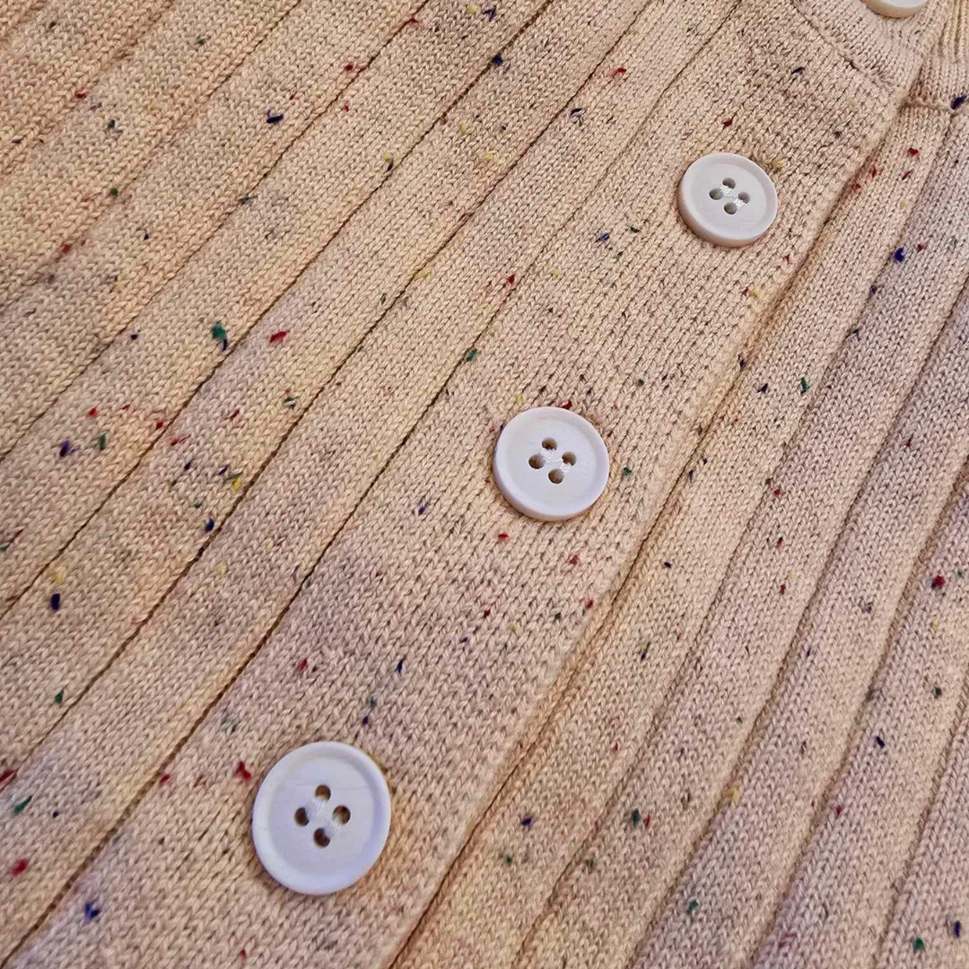 Beige Speckled Knit Button Onesie