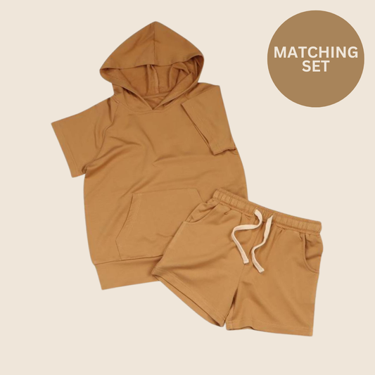 Bamboo Tan Hoodie & Shorts Set