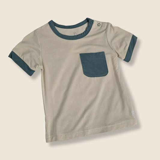 Bamboo Teal & Cream Tee