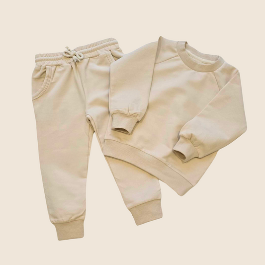 Beige Organic Cotton Track Set