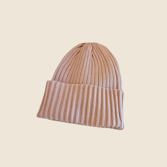Pink Knitted Bamboo Blend Beanie