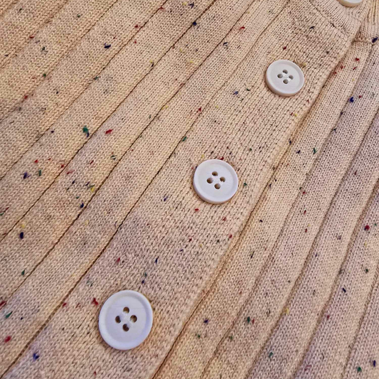 Beige Speckled Knit Button Onesie