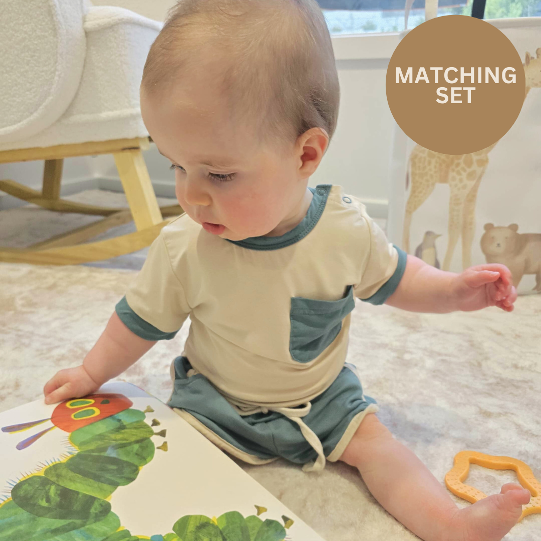 Set - Teal & Cream Tee & Shorts