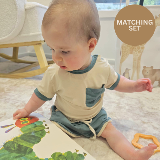 Set - Teal & Cream Tee & Shorts