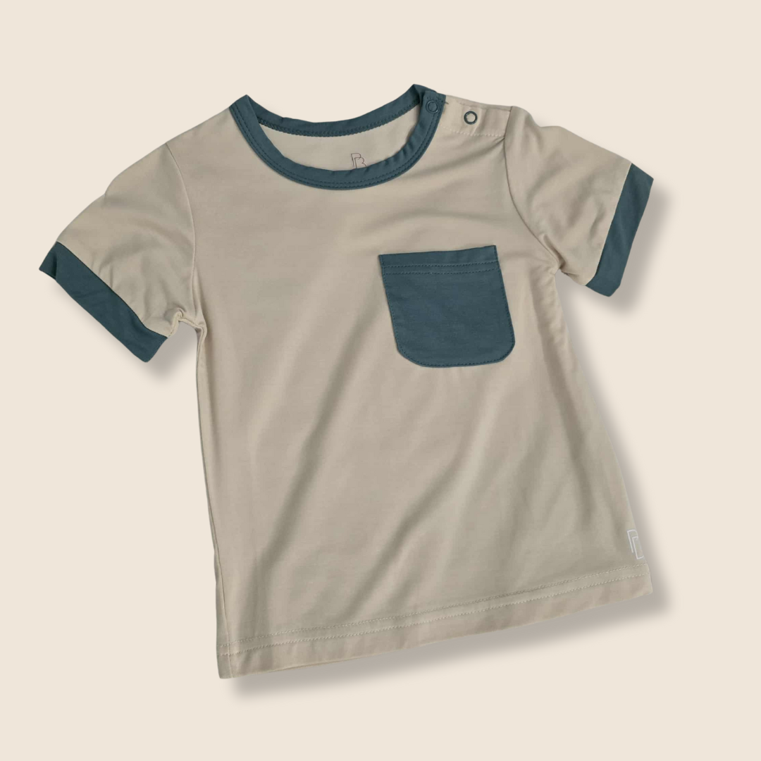 Bamboo Teal & Cream Tee
